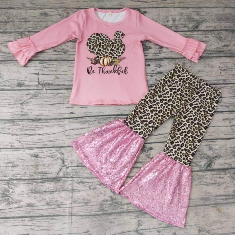 Thanksgiving Pink Sparkly Turkey Outfit